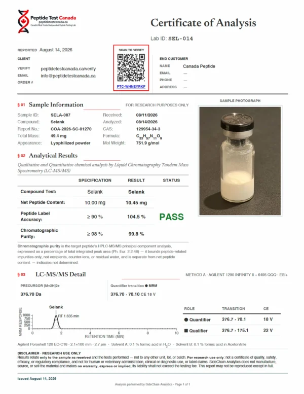 Selank Canada 10mg — Kit of 10 Vials